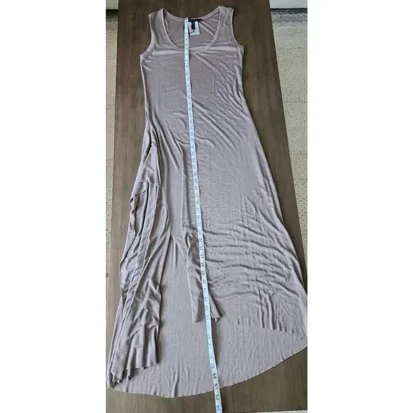 Nwot Bcbgmaxazria Women's Taupe Ribbed Tank Maxi Dress With Side Slit Medium - Picture 7 of 7